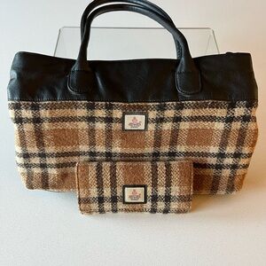 Harris Tweed Set Plaid Black and Brown Shoulder Bag
